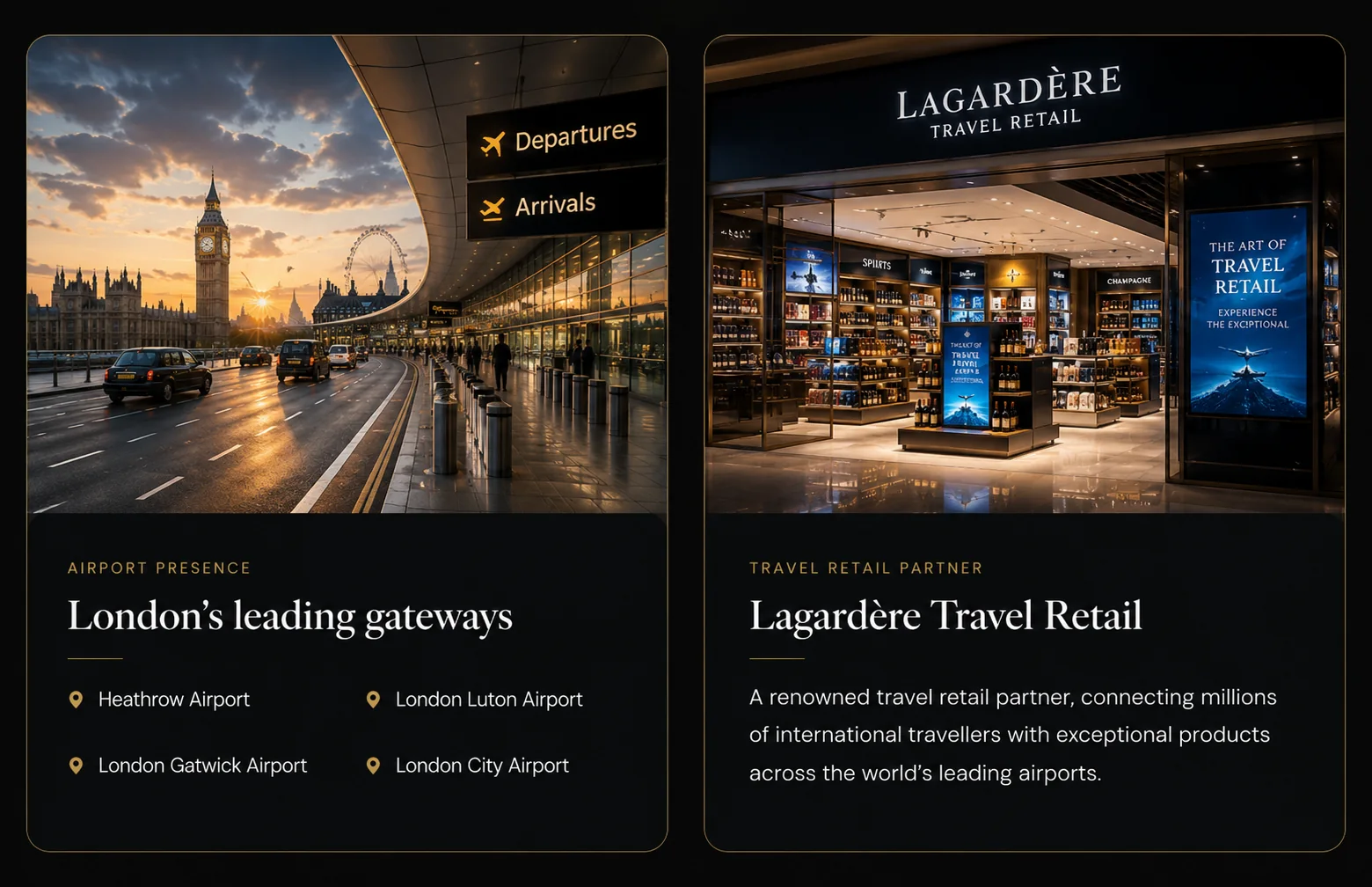 AI-generated visual representing premium London airport and travel-retail presence